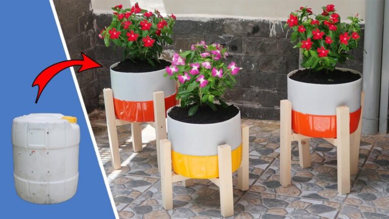 Ein alter Trick verwandelt alte Plastikfässer in stilvolle Blumentöpfe… entdecke selbst