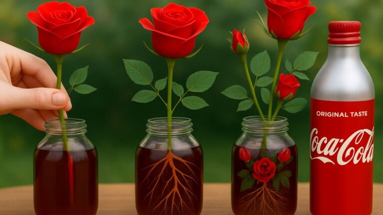 Entdecke, wie ein Rosensteckling in Coca-Cola 100 Wurzeln bildet!