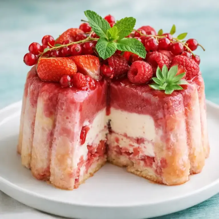 Eiscreme-Variation mit roten Früchten und fruchtiger Gelee-Füllung