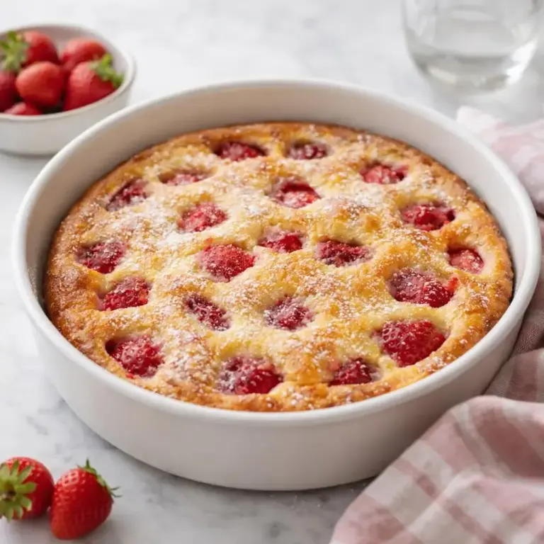 Erdbeer-Clafoutis ohne Teig mit leichter Vanillecreme – so gelingt’s!