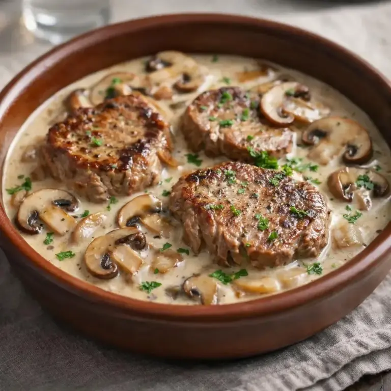 Das Geheimnis von Filet Mignon mit Sahnesauce, Schalotten und Champignons