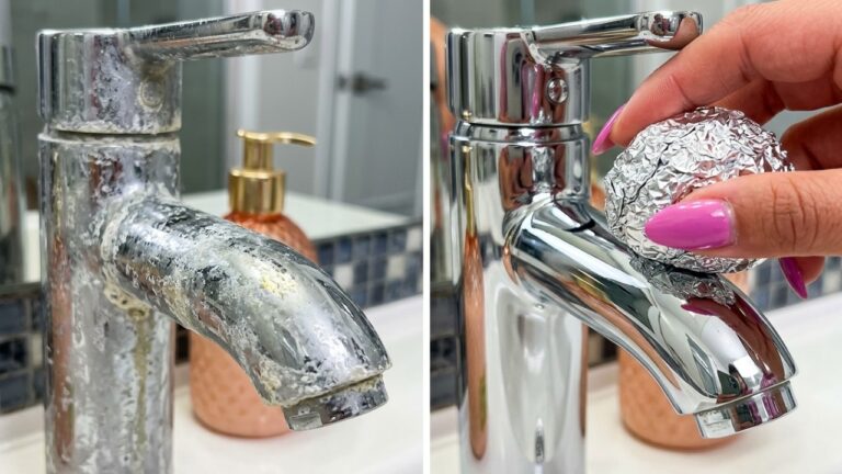 Rolle es zu einer Kugel und wische den Wasserhahn ab. Kalk fällt in 2 Minuten ab!