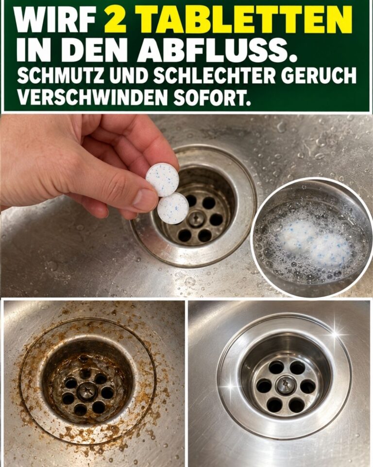 Wirf 2 Tabletten in den Abfluss. Schmutz und schlechter Geruch verschwinden sofort