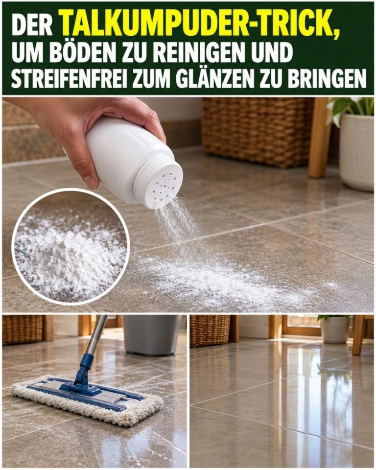 Der Talkumpuder-Trick, um Böden zu reinigen und streifenfrei zum Glänzen zu bringen